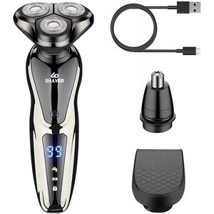 CkeyiN Baardtrimmer 3-IN-1 multifunctionele trimmer Neustrimmer Baardtrimmer Haartrimmer Volledig waterdicht, met LCD-display