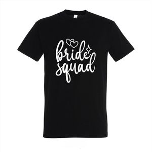 Bride Squad T-shirt - Zwarte 100% Katoenen Shirt voor Vrijgezellenfeest - Maat S