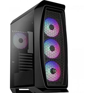 Gaming PC-behuizing Micro-ATX met zijvenster en 4 RGB-ventilatoren - Zwart