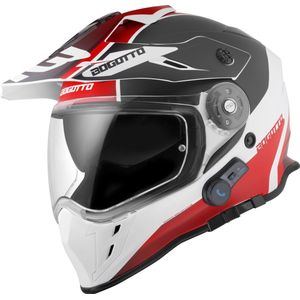 Bogotto H331 BT Tour EVO Zwart Wit Rood Bluetooth Enduro Helm - Maat S - Helm