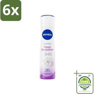 NIVEA – Deodorant Spray – Fresh Sensation – 150 ml - Voordeelverpakking - 6 stuks - 72 uur bescherming - Zweetbescherming