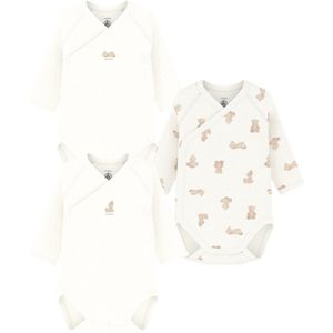 Petit Bateau - Set Van 3 Rompertjes - Beertjes - Katoen - Lange Mouwen
