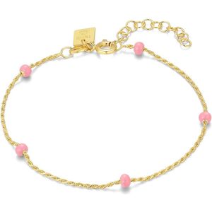 Twice As Nice Armband in 18kt verguld zilver, roze email 16 cm+3 cm