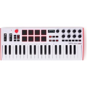 Professional MPK Mini Plus - USB MIDI-Keyboardcontroller - 37 Mini Toetsen - 8 RGB MPC-Pads - Sequencer - MIDI/CV/Gate I/O - Muziekproductie Software - Wit