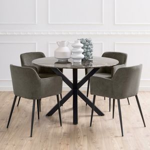 Sohome Ronde Eettafel Line - Bruin Marmer - 120cm