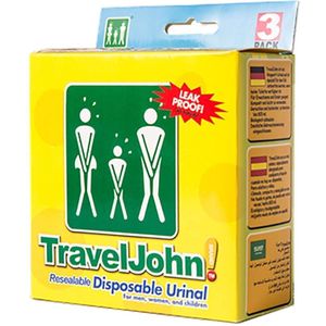 TravelJohn Plaszak - 800 ml - Lekvrij & Geurloos - Unisex Wegwerp Urinaal - Anatomisch Gevormd - Opvangzak - PET - 6 stuks