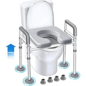 Comfortabele toiletverhoger met armleuning - Voor senioren - Wc verhoger - Met deksel en armleuningen - Verstelbaar - Eenvoudig gebruik