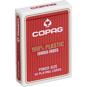 Bestel hier de Copag 100% Plastic Poker Jumbo Faces Rood - Ideaal voor pokerspelers en kaartliefhebbers - Gratis verzending vanaf 50 Euro