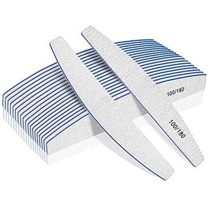 Professionele Nagelvijlen Set 12 Stuks - Wasbare en Herbruikbare Nagelvijlen voor Acrylnagels en Gelnagels, Dubbelzijdig Design, 100/180 Grit