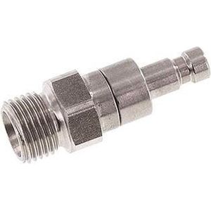 RVS DN 2.7 (Micro) Luchtkoppeling Insteeknippel G 1/8 inch Buitendraad Double Shut-Off - CLP2-M-S-SV-018