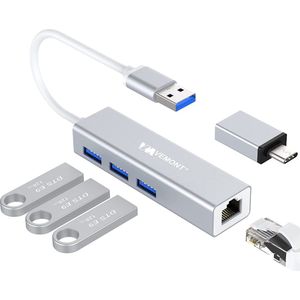 USB Ethernet Adapter - 4-in-1 - Gigabit Ethernet - USB 3.0