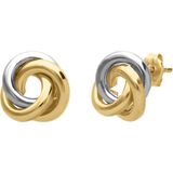 Lucardi - Oorknoppen - Bicolor - 9 Karaat - Witgoud en Geelgoud