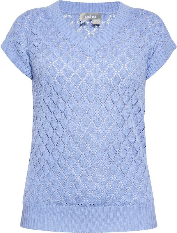 usha - Pullover - V-hals - Gebreid - Met Diamantpatroon