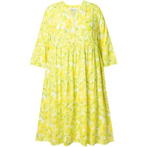 MIAMODA - Dames - Jurk A-lijn bladermotief volants - Limoengroen - Maat 42