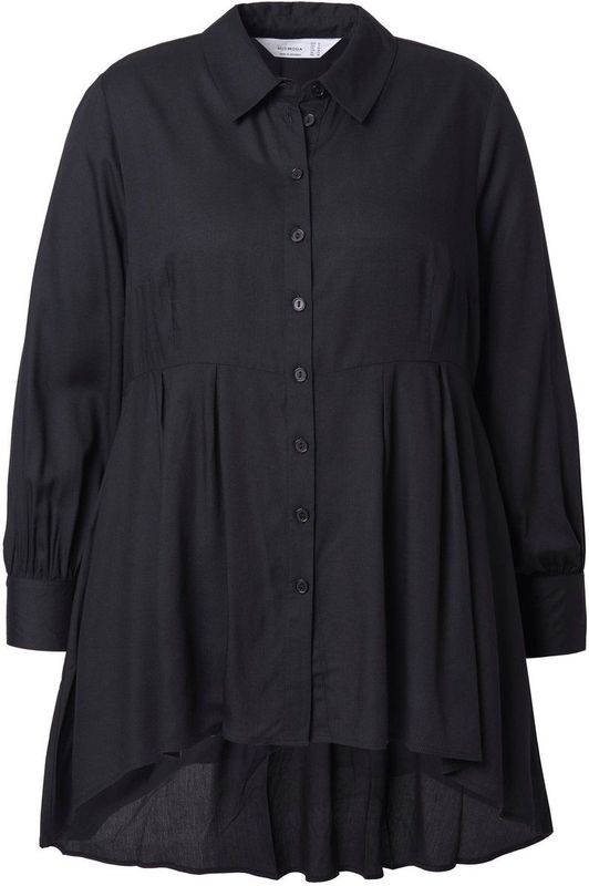 MIAMODA MIAMODA - Dames - Blouse A-lijn dwarsnaad met sierplooien afgeronde zoom - Zwart - Maat 42