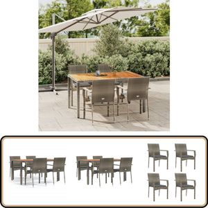 vidaXL 5-delige Tuinset poly rattan grijs Tuinset - Lounge Set - Outdoor Furniture - Eetkamerset - Patio Set