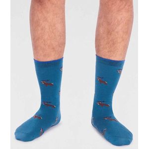 Thought - heren sokken - herten - teal blue - biologisch katoen - dieren print - cadeautje