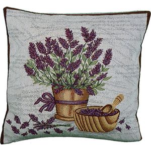Kussenhoes - Gobelinstof - Lavendel in bloempot- 40 x 40 cm