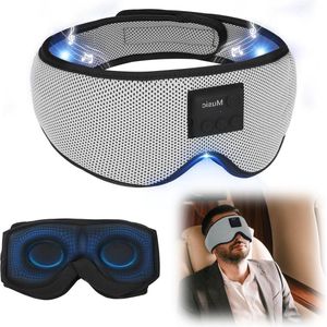 Verduisterend slaapmasker Bluetooth 5.2 hoofdtelefoon verstelbaar 3D-ontwerp witte ruis lang batterijgebruik - reizen dutje