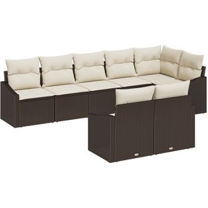 vidaXL - Tuin - Sofa - Set - 8-Delige - Set - Crème, - Bruin