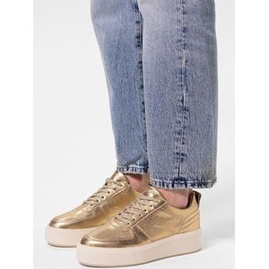 Sacha - Dames - Gouden metallic leren sneakers - Maat 41