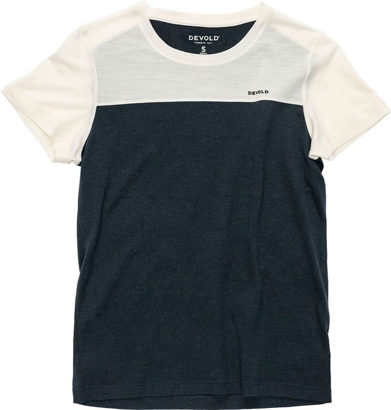 Devold - Classic Linear - T-shirt - Wit Blauw - Merinowol