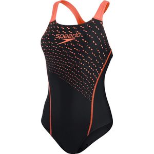 Speedo Medley Logo 1 Piece Zwart/Rood Dames Sportbadpak - Maat 38