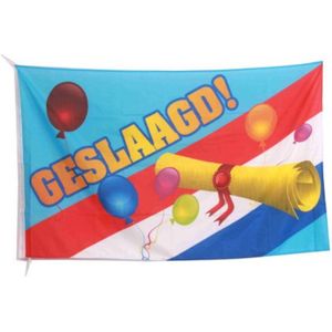 Vlag Geslaagd - Geslaagd versiering - Nederlandse vlag - Afgestudeerd - Graduated - 90 x 150 cm - Polyester - multicolor
