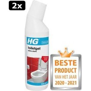 2x HG toiletgel extra sterk - 500ml - verwijdert de hardnekkigste aanslag - tast niet glazuur, roestvrijstaal en chroom niet aan - biologisch afbreekbaar