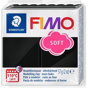FIMO soft 8020 - ovenhardende boetseerklei - standaard blokje 57g - zwart
