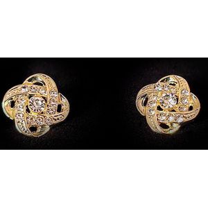 Kristallen oorbellen 'knoop' - Gaia Jewellery - zirkonen - 18k goldplated - oorstekers