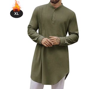 Bovista Islamitische Kleding - Djellaba Heren - Moslim Kleding - Arabisch Mannen Kaftan - Alhamdulillah - Legergroen XL