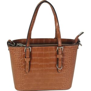 Mini-hand/crossbodytasje croco Flora & Co camel