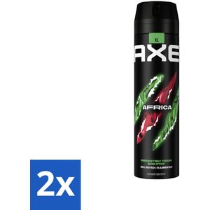 2 x AXE - Deodorant Spray - Africa - Sinaasappel & Sandelhout - Verleidelijk Fris - 200 ml - AXE Deodorant - Mannelijke Geur - Citrusgeur - Sandelhout - 48 Uur Bescherming