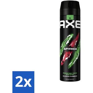 2 x AXE - Deodorant Spray - Africa - Sinaasappel & Sandelhout - Verleidelijk Fris - 200 ml - AXE Deodorant - Mannelijke Geur - Citrusgeur - Sandelhout - 48 Uur Bescherming