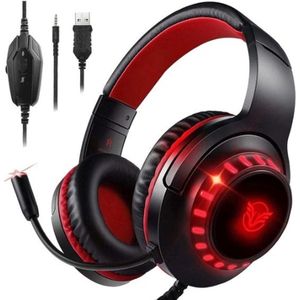 StayPowered Gaming Headset - Ultiem Geluid & Comfort - Noise Cancelling Microfoon - Surround Sound - Multi-platform Compatibel - Plug & Play - Ergonomisch Design - LED Verlichting - Zwart/Rood - Levering Sneller dan Aangegeven!