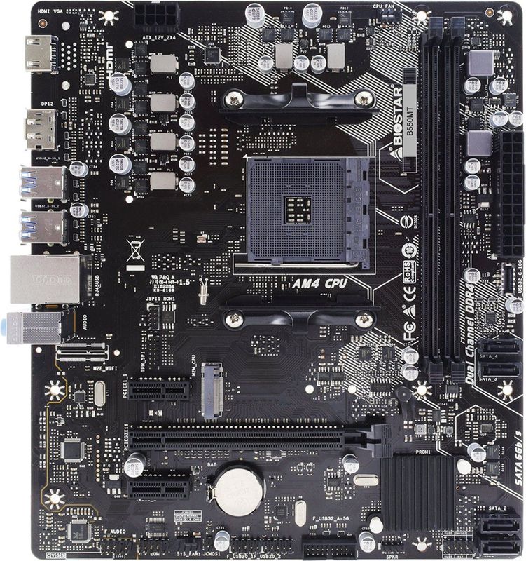 Biostar B550MT moederbord AMD B550 Socket AM4 micro ATX