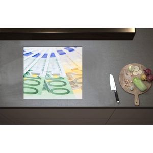 Inductieplaat Beschermer - 100 en 200 Euro Biljetten in Cirkel - 58x52 cm - 2 mm Dik - Inductie Beschermer - Bescherming Inductiekookplaat - Kookplaat Beschermer van Zwart Vinyl