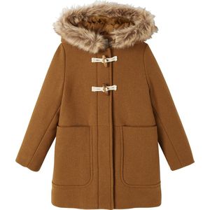 Duffel - Kameel - Wol - Capuchon met Imitatiebont