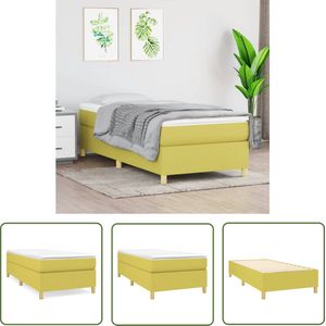 The Living Store Bedframe zonder matras 100x200 cm stof groen - Boxspring Frame - Bed Frame - Tweepersoonsbed - Groene Bedbank - Stoffen Bedframe