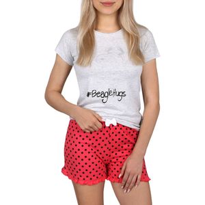 Snoopy Peanuts - Meisjes pyjama met korte mouwen, grijze en roze pyjama / 134