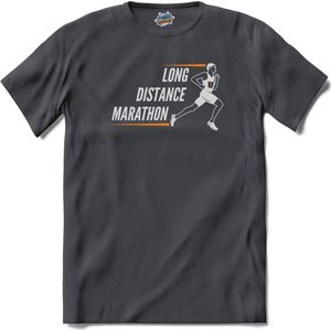 Long Distance Marathon | Hardlopen - Rennen - Sporten - T-Shirt - Unisex - Mouse Grey - Maat M
