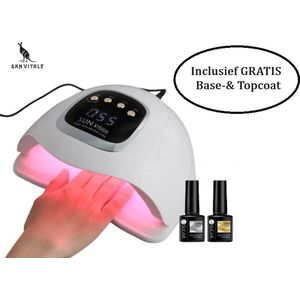 San Vitale® - Professionele UV-LED Nageldroger Lamp - Premium LED Nagellamp - Memory functie - Nagel LED lamp - Salon kwaliteit 150 Watt LED - Sun x15 Max - Gellak Nagels - Smart Sensor - 66 LED's - INCLUSIEF Base&Topcoat - Wit