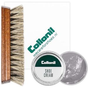 Collonil schoenpoets | Schoenpoets set | Shoe cream | Borstel | Poetsdoek | Kleur: Licht grijs