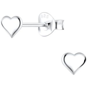 Zilver fijne hart oorstekers 4mm | heart ear studs | oorbellen dames zilver | Zilverana | sieraden vrouw | Sterling 925 Silver