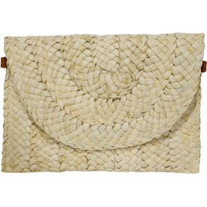 Schoudertas Sharli Beige - stro - PU-leer - beach look - magnetische sluiting - damestas - clutch - verstelbare schouderband