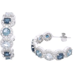 Juwelier Zwartevalk zilveren (gerhodineerd) oorbellen met blauwe zirkonia - 22.309-B