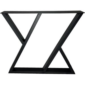 Maison DAM – 1x industriële tafelpoot Z met koker 7x3cm, Hoogte 72cm, mat zwart fijn structuur, hoogwaardige kwaliteit - Metaal, tafelpoten, tafelpoot, ijzer, topplaat; 4mm.