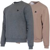 2-Pack Donnay - Fleece sweater ronde hals (Dean) - Sporttrui - Heren - Charcoal-marl/Taupe-grey (727) - maat S