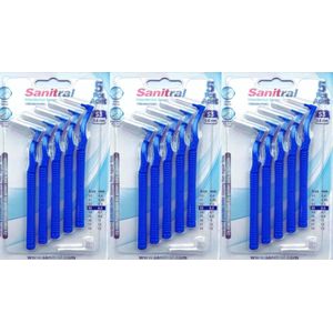 Sanitral hoek interdentale ragers (0,6 mm - maat S3), schuine tandborstel voor het reinigen van tanden - uitstekende toegang tussen de tanden - blauw (3 x 5 stuks) 15 stuks
